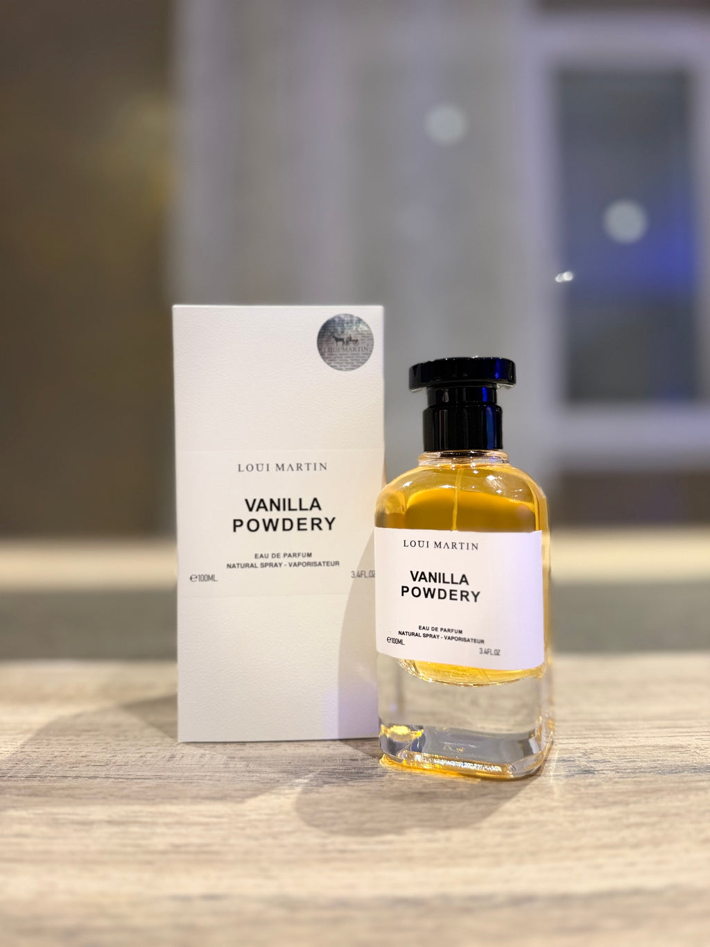 Vanilla Powdery – flacon et boîte blanche